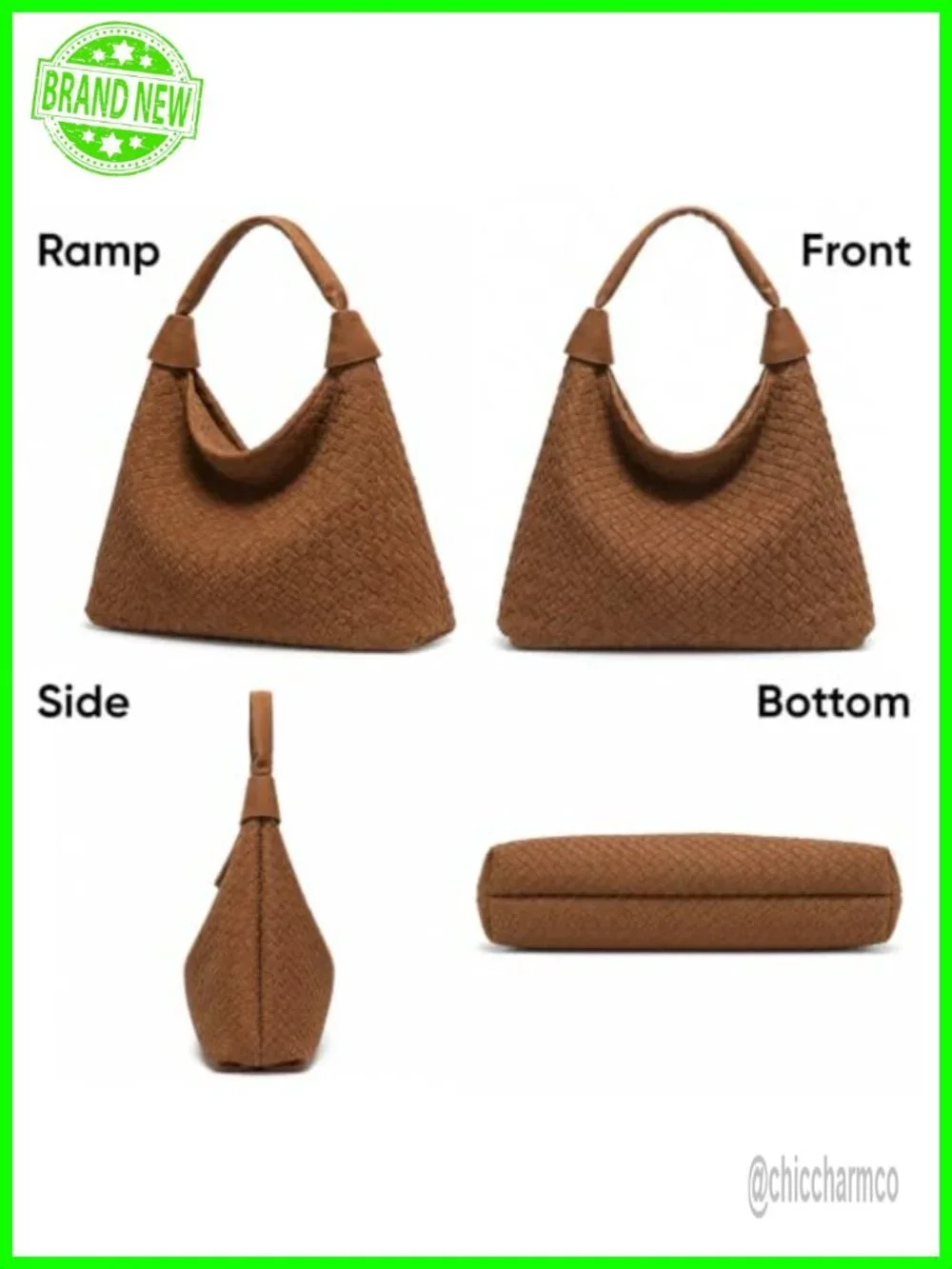 Woven Suede Large Slouchy Hobo Tote Bag Shoulder Purse